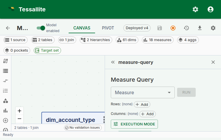 The inline format-editor popover anchored below the measure-column chip, showing format preset dropdown, decimals spinner, thousand-separator toggle, and live preview.