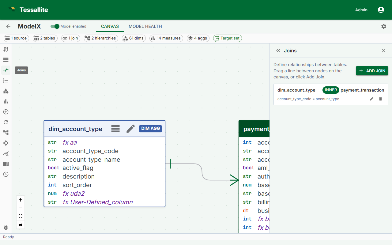 Model Builder — Join configuration drawer.